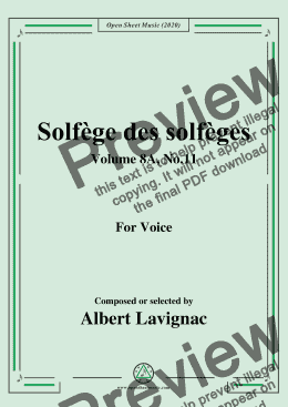 page one of Lavignac-Solfège des solfèges,Volume 8A,No.11,for Voice