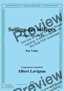 page one of Lavignac-Solfège des solfèges,Volume 8A,No.14,for Voice