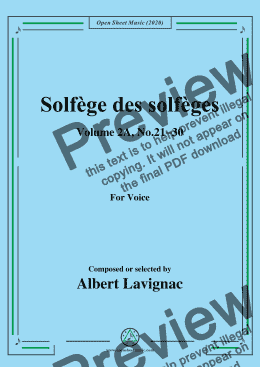 page one of Lavignac-Solfège des solfèges,Volume 2A,No.21-30,for Voice