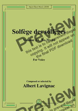 page one of Lavignac-Solfège des solfèges,Volume 2A,No.31-40,for Voice