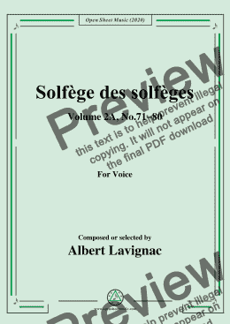 page one of Lavignac-Solfège des solfèges,Volume 2A,No.71-80,for Voice