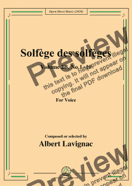 page one of Lavignac-Solfège des solfèges,Volume 2B,No.1-10,for Voice