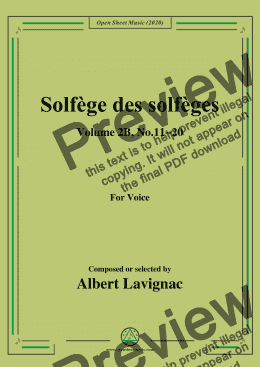 page one of Lavignac-Solfège des solfèges,Volume 2B,No.11-20,for Voice