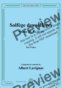 page one of Lavignac-Solfège des solfèges,Volume 2B,No.21-30,for Voice