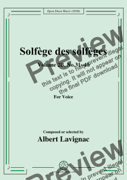 page one of Lavignac-Solfège des solfèges,Volume 2B,No.31-40,for Voice