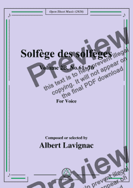page one of Lavignac-Solfège des solfèges,Volume 2B,No.61-70,for Voice