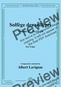 page one of Lavignac-Solfège des solfèges,Volume 2C,No.11-20,for Voice