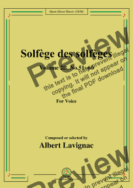 page one of Lavignac-Solfège des solfèges,Volume 2B,No.51-60,for Voice