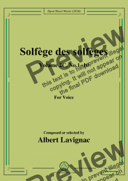 page one of Lavignac-Solfège des solfèges,Volume 2C,No.1-10,for Voice