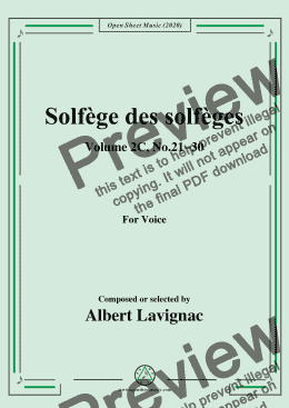 page one of Lavignac-Solfège des solfèges,Volume 2C,No.21-30,for Voice