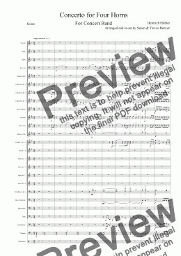 page one of Concerto for Four Horns - Hubler - Score - Concert Band