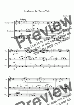 page one of Andante for Brass Trio