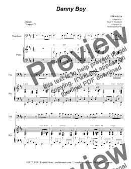 page one of Danny Boy (for Trombone Solo and Piano)