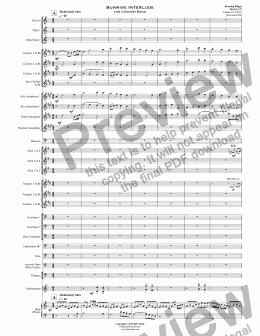 page one of Sunrise Interlude  for Concert Band