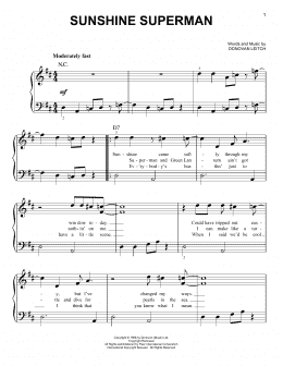 page one of Sunshine Superman (Easy Piano)