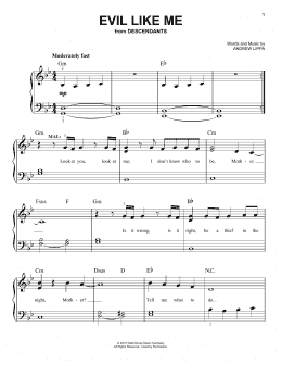 page one of Evil Like Me (from Disney's Descendants) (Easy Piano)