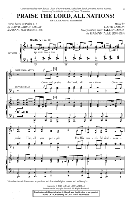 page one of Praise The Lord, All Nations! (SATB Choir)
