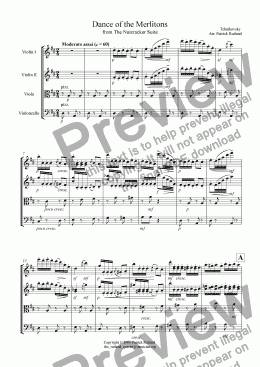 page one of Tchaikovsky Dance of the Merlitons from The Nutcracker for String Quartet