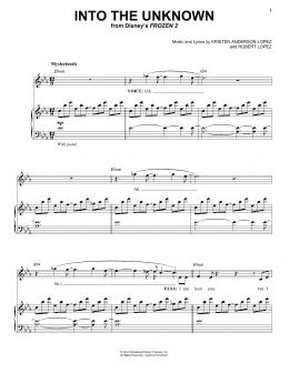 page one of Into The Unknown (from Disney's Frozen 2) (Piano & Vocal)