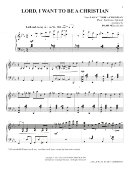 page one of Lord, I Want To Be A Christian (arr. Brad Nix) (Piano Solo)