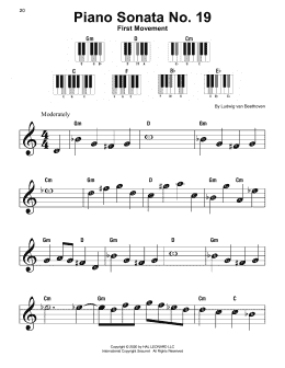 page one of Piano Sonata No. 19, First Movement (Super Easy Piano)