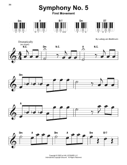 page one of Symphony No. 5 In C Minor, First Movement Excerpt (Super Easy Piano)