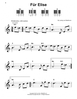 page one of Fur Elise, WoO 59 (Super Easy Piano)