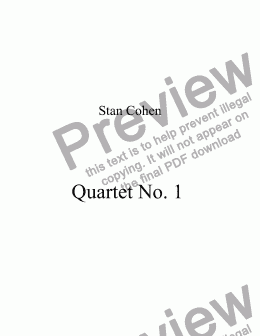 page one of Quartet No.1 by stan cohen copyright 2020