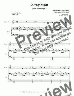 page one of O Holy Night (with "Silent Night" - for Soprano Saxophone and Piano)