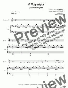 page one of O Holy Night (with "Silent Night" - for Bb-Trumpet Solo and Piano)