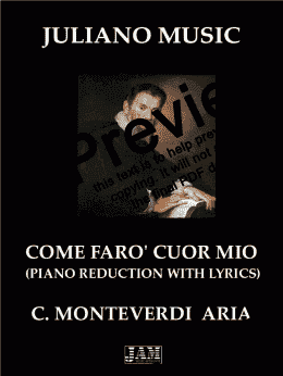 page one of COME FARO' CUOR MIO (PIANO REDUCTION WITH LYRICS) - C. MONTEVERDI