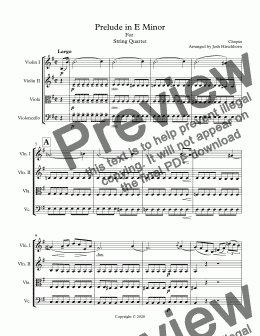 page one of Prelude in E Minor - Full Score
