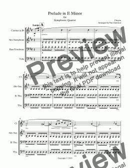 page one of Prelude in E Minor - Full Score