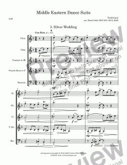 page one of Middle Eastern Dance Suite: 3 Silver Wedding (wind quintet)