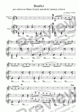 page one of BRATŘÍCI / KID BROTHERS for flute (or other melodic instrument) and piano