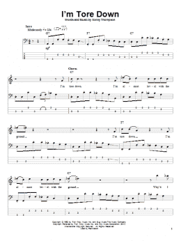 page one of I'm Tore Down (Bass Guitar Tab)
