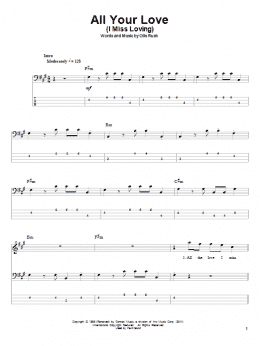 page one of All Your Love (I Miss Loving) (Bass Guitar Tab)