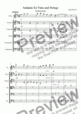 page one of Andante for Flute and Strings