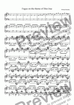page one of Fugue upon the theme of Dies Irae