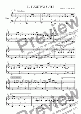 page one of El Fugitivo Suite (piano)