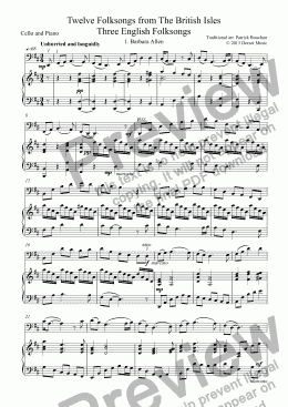 page one of Three English Folksongs for Cello and piano 1. Barbara Allen