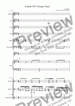 page one of Porque Nasci - Coral e Piano - Calypso/Mambo