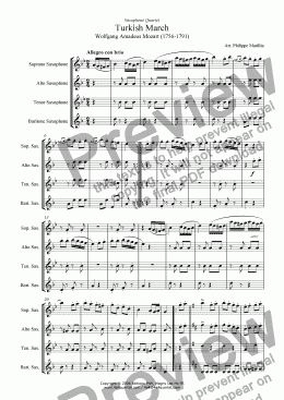 page one of Mozart - Turkish March (Sax Quartet)