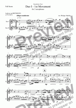 page one of Beethoven - Duo no1 (Sax Duo)