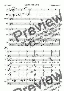 page one of Brooks-Davies: Lullay, Mine Lyking (SATB choir+ piano; same as preceding + flute + oboe obbligati)