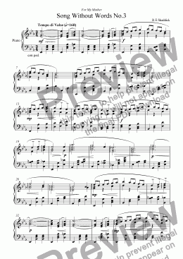 page one of Song Without Words No. 3