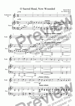 page one of O Sacred Head, Now Wounded (Brass Solo and Piano)