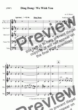 page one of Ding Dong / We Wish You - Brass QUINTET