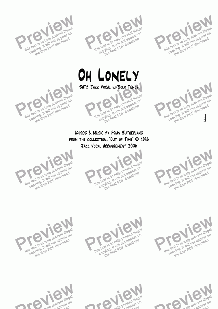 page one of Oh Lonely