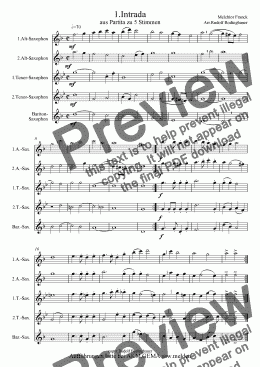 page one of 1.Intrada (Melchior Franck) Sax-Quintett